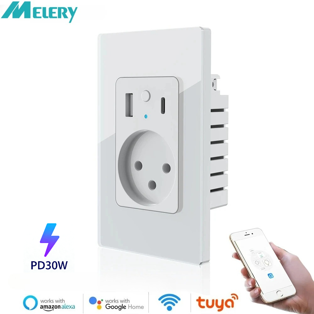 Smart Home For Windows - Умная настенная розетка Melery Israel, стеклянная