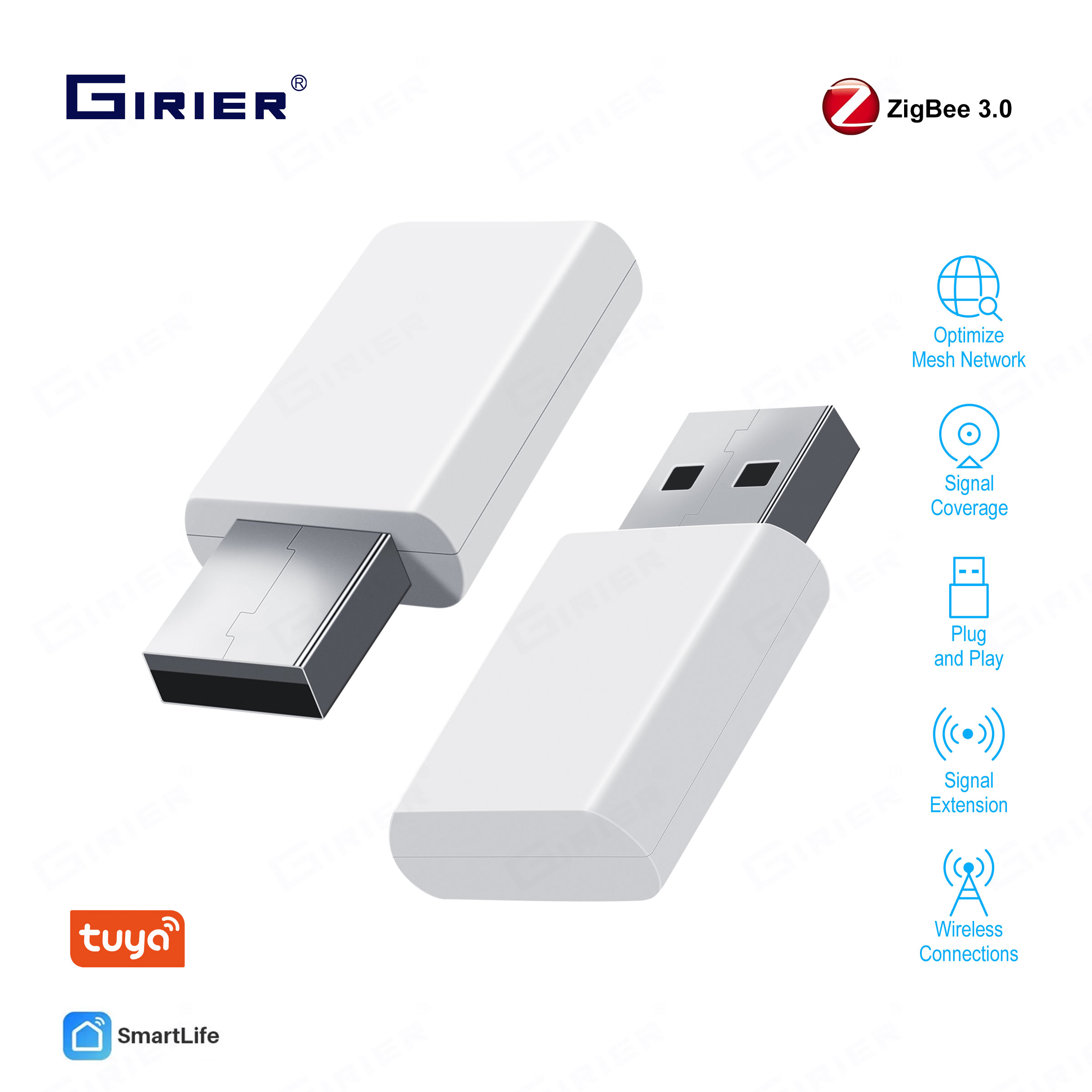 Smart Home Hub Device - Усилитель-повторитель сигнала GIRIER ZigBee, USB-удлинитель сигнала
