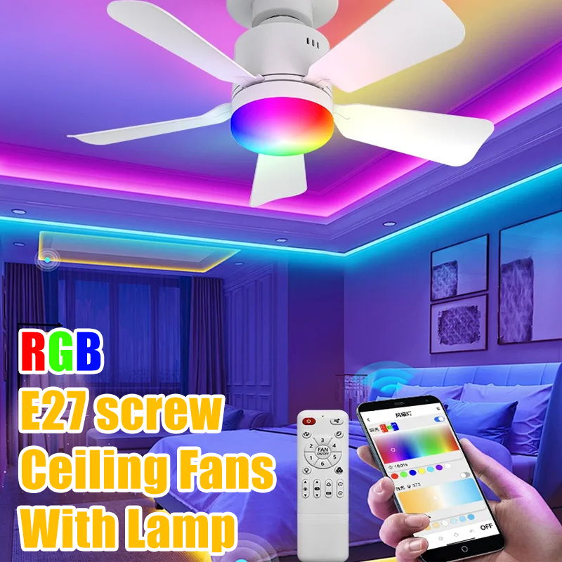 Smart Ceiling Fan - RGB светодиодный потолочный вентилятор E27 с