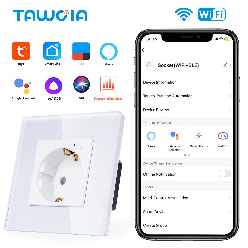 Smart Home For Windows - TAWOIA Wifi Настенная розетка Стандарт ЕС