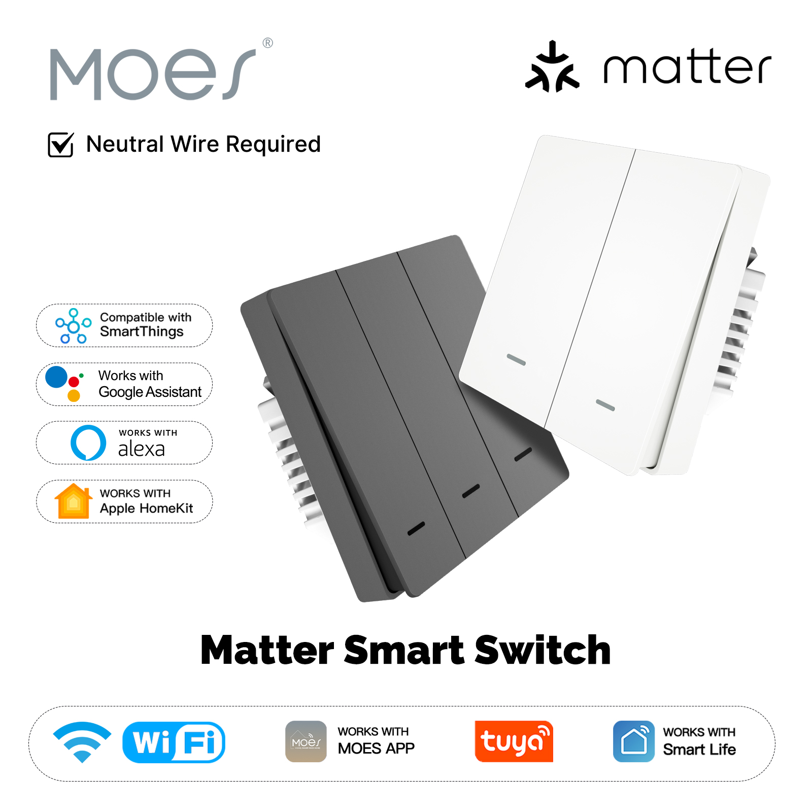 Smart Home Apple - MOES Matter Tuya Wi-Fi умный кнопочный